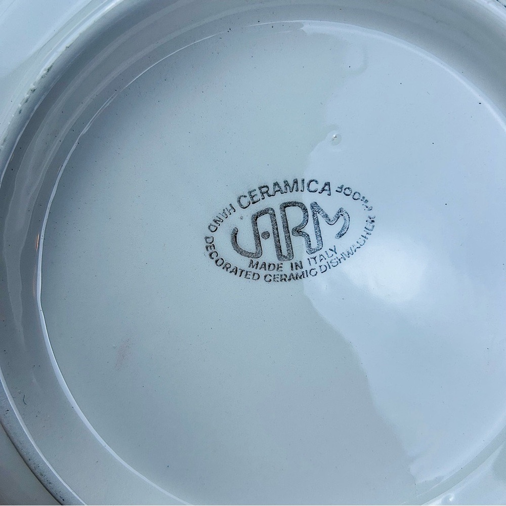 Oversized 18" Italy Exaggerated Rim Statement Serving BowlHand Painted Ceramic - Picture 8 of 9